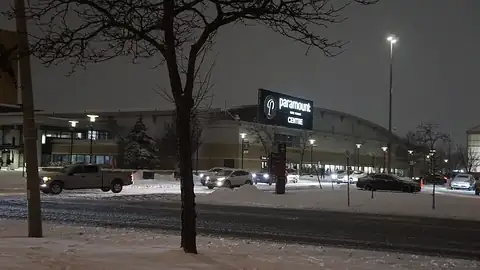 Mississauga Sports and Entertainment Centre at night, photographed under its former Paramount Fine Foods Centre name