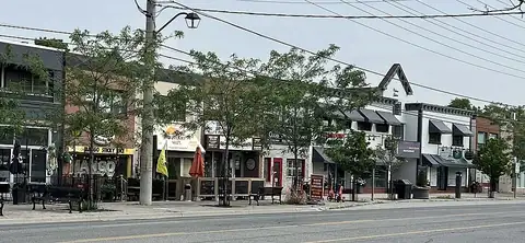 Lakeshore Road West in Clarkson Village, photographed in 2024
